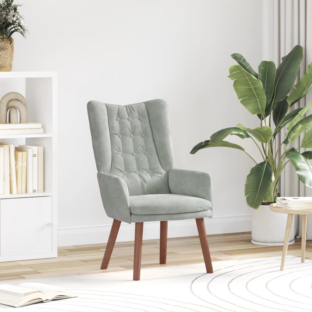Poltrona Rilassante in Velluto Grigio Chiaro