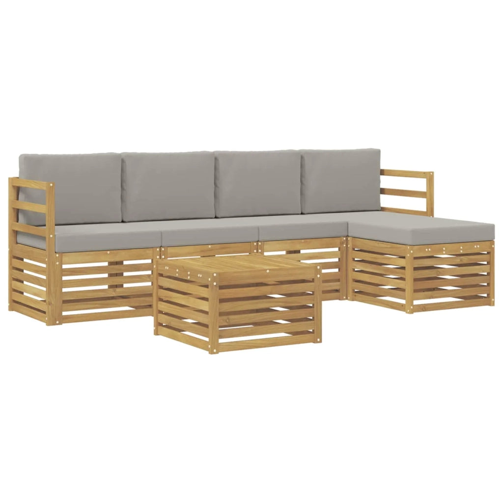Set di divani da esterno 6 pcs Bianco e Grigio Chiaro