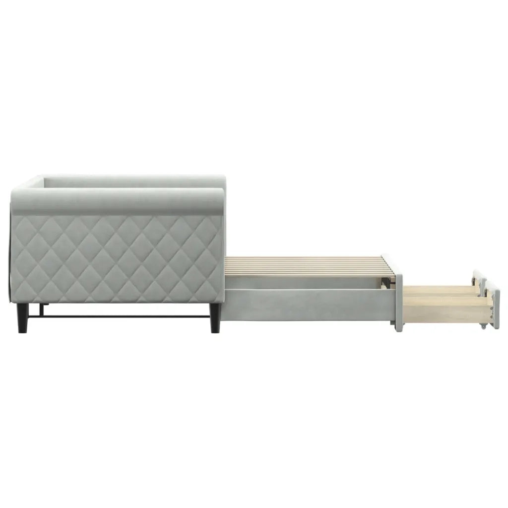 Divano Letto Estraibile Cassetti Grigio Chiaro 90x190cm Velluto 3197832