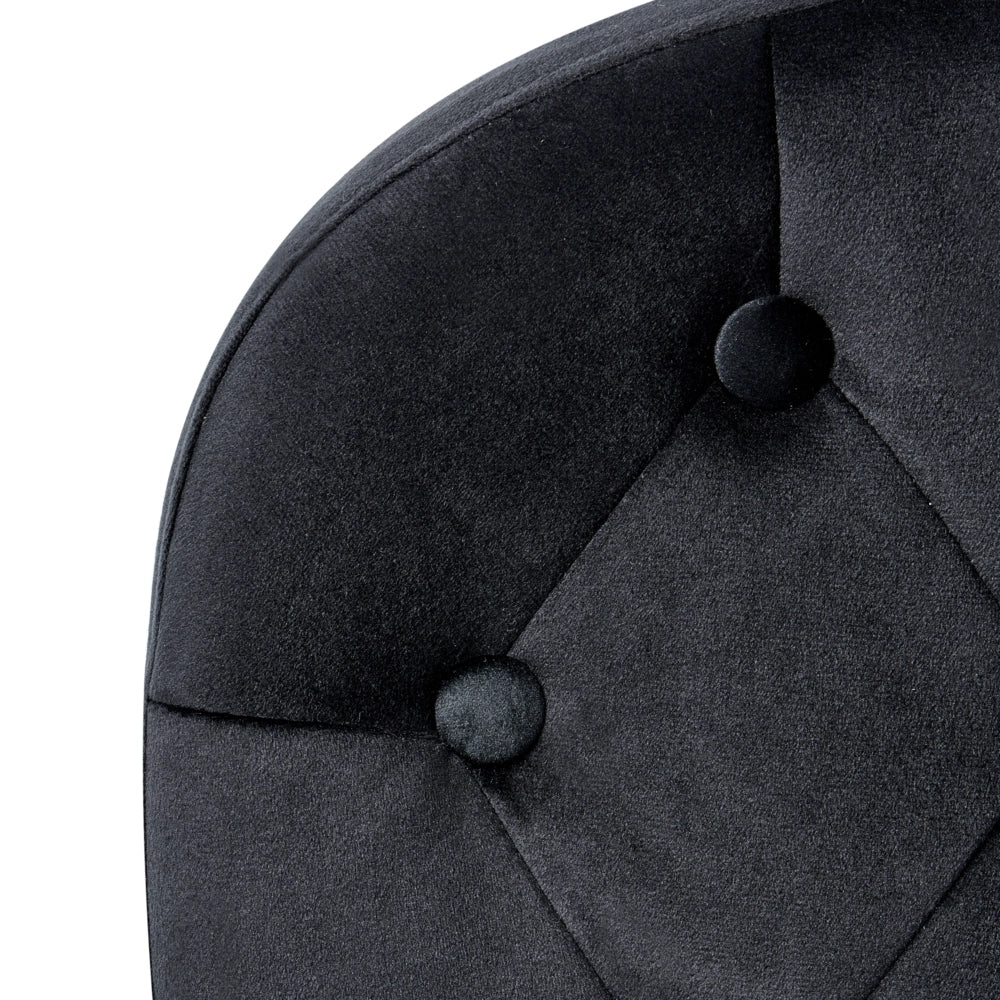 Sedia da ufficio in velluto nero con altezza regolabile e schienale trapuntato stile retrò moderno