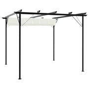 Pergola da Giardino Tetto Retrattile Bianco Crema 3x3 m Acciaio 49325