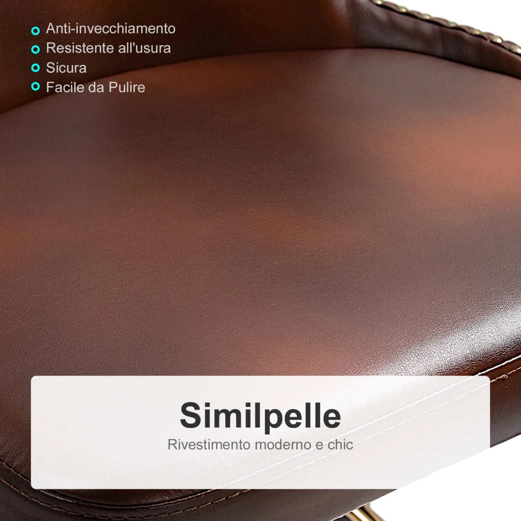 Sgabelli da Bar Alti con Schienale ¨C Zephmum ¨C Finta Pelle e Legno 52x53x101cm
