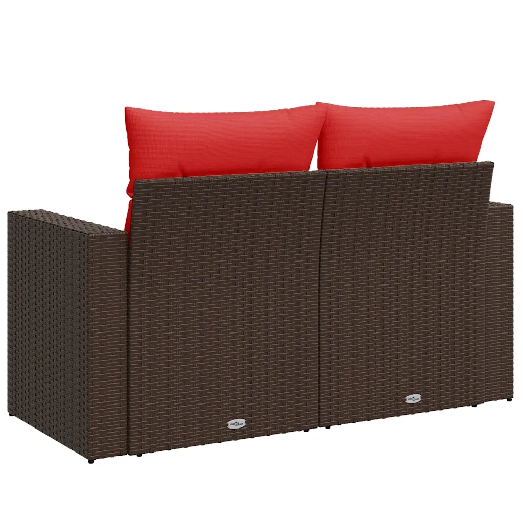 Divano da giardino con cuscini a 2 Posti-Sofa da Giardino-Divano da esterno marrone in polyrattan 440050