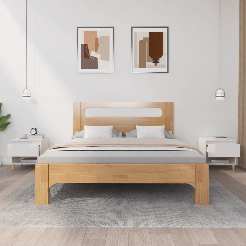 Set di 2 Comodini | Armadio da Notte | Mobiletto da notte Bianco Lucido 50x46x50 cm in Legno Multistrato