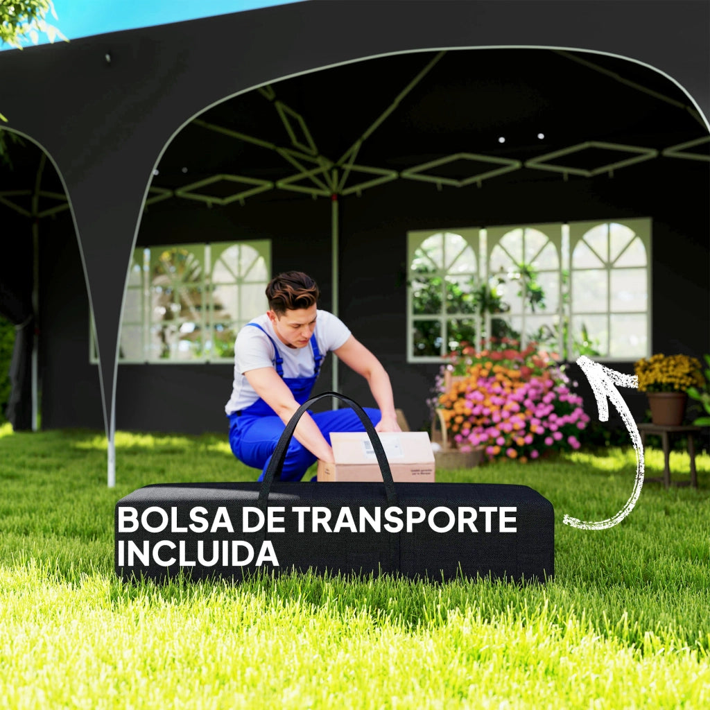 Gazebo Pieghevole 6x3 m con Pannelli Laterali UPF50+ ¨C zephmum ¨C Grigio Scuro