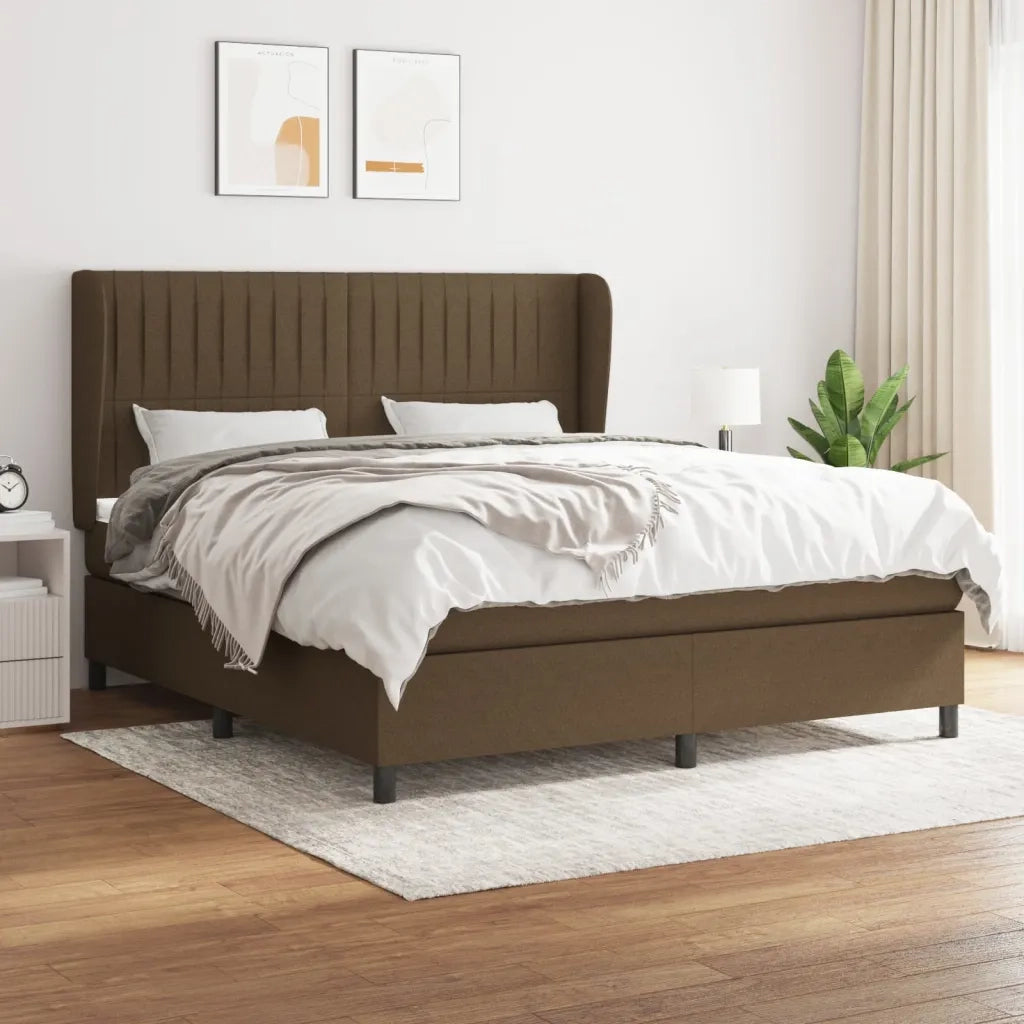 Giroletto a Molle con Materasso Marrone Scuro 160x200cm Tessuto cod mxl 49330
