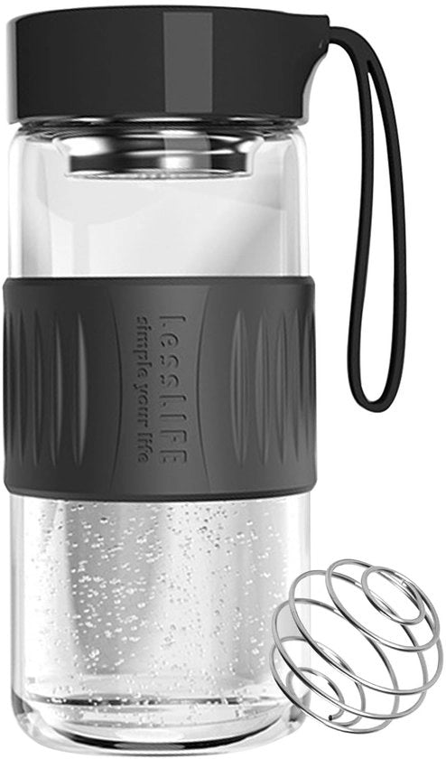 Shaker di Proteine 480 ml - Filtro Integrato - Miscelatore in Acciaio Inossidabile - BPA libero - Chiusura Ermetica - Cuscino Antiscivolo in Silicone