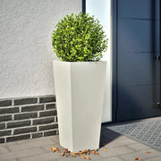 Fioriera da Giardino-Vaso da Esterno Bianca 35x35x75 cm in Acciaio