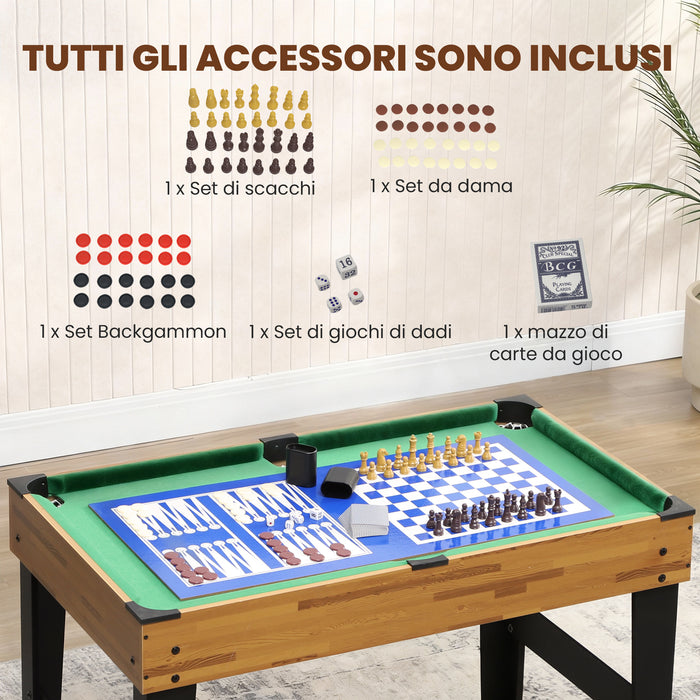 Tavolo da Gioco 13 in 1 con Calciobalilla Ping Pong Air Hockey Biliardo Scacchi e Altri Noce