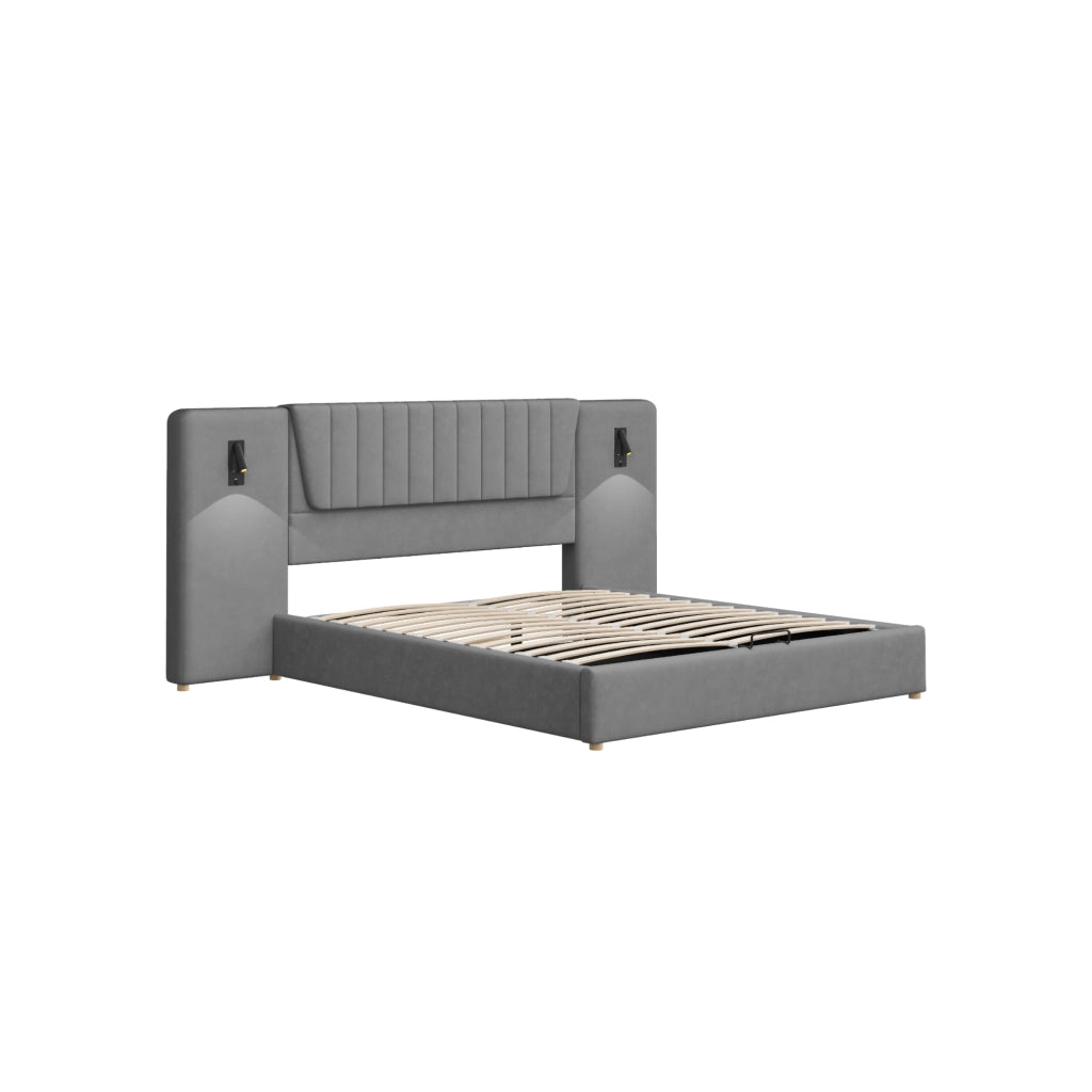 letto imbottito velluto grigio 180 x 200 cm