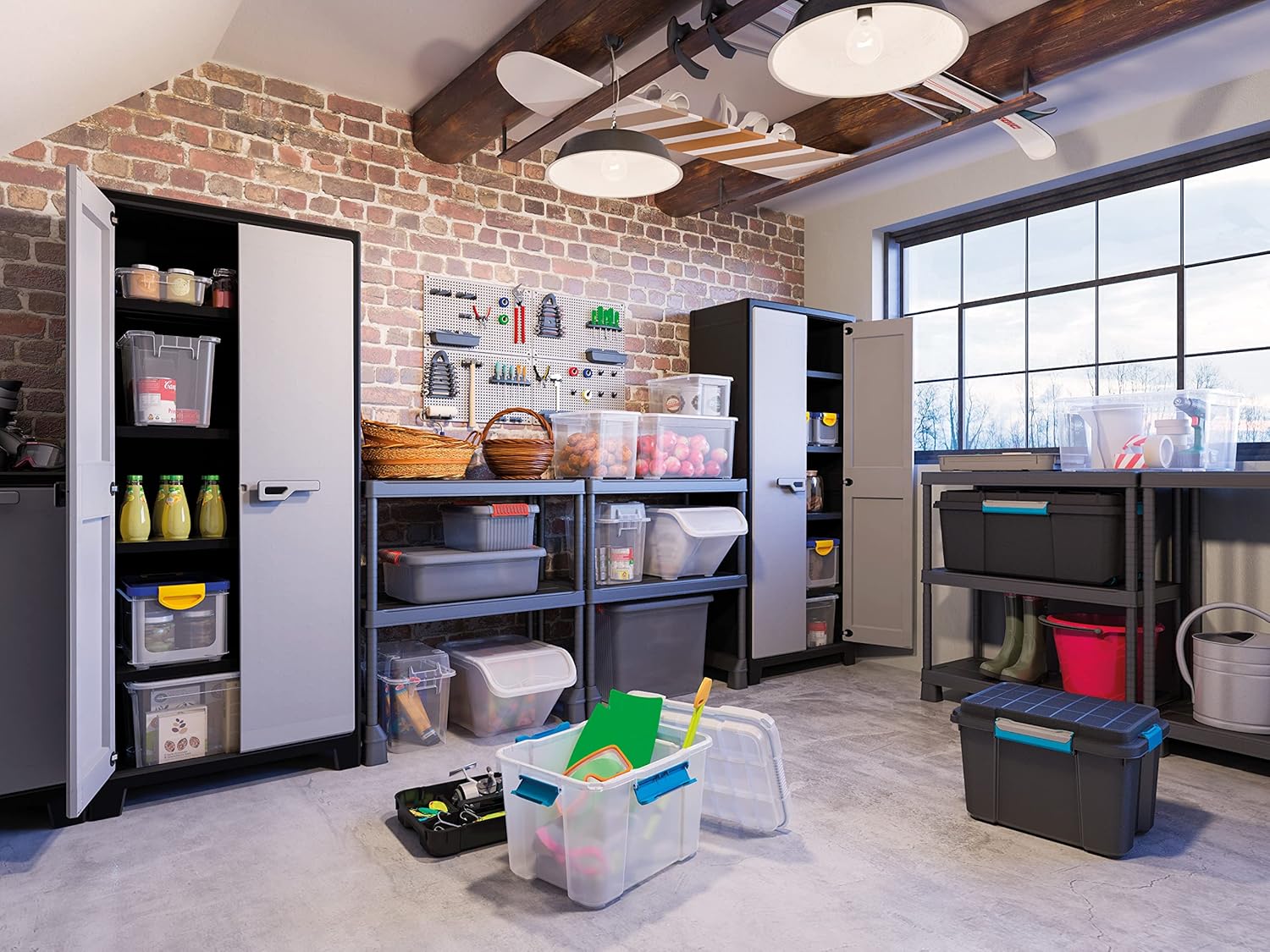 Armadio tuttoppiani Titan XL in resina con 4 ripiani regolabili colore antracite grigio Keter