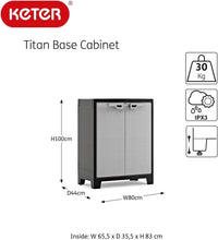 Armadio basso Titan XL in resina con 3 ripiani regolabili colore antracite grigio Keter