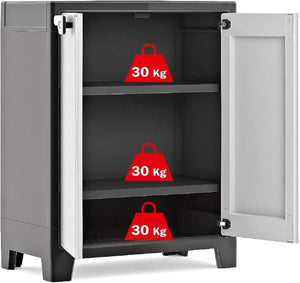 Armadio basso Titan XL in resina con 3 ripiani regolabili colore antracite grigio Keter