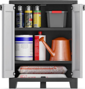 Armadio basso Titan XL in resina con 3 ripiani regolabili colore antracite grigio Keter