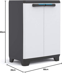 Armadio basso Linear in resina con ripiano regolabile colore grigio nero Keter