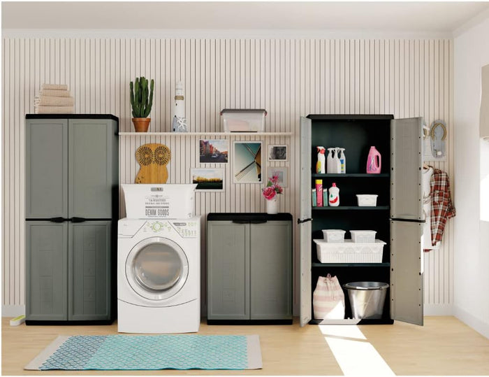 Armadio basso Jolly in resina con ripiano regolabile colore grigio Keter