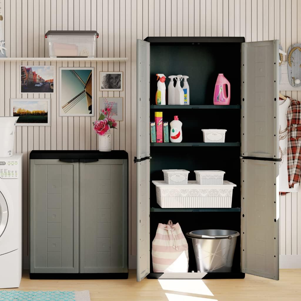 Armadio basso Jolly in resina con ripiano regolabile colore grigio Keter