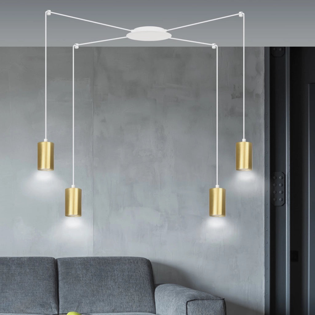 Lampada a sospensione TRAKER in acciaio bianco e oro