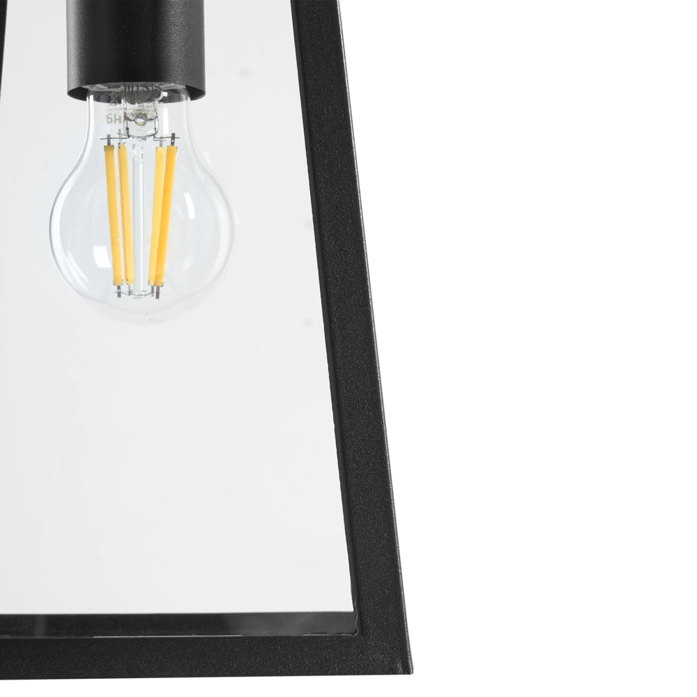 Lampada a sospensione da esterno per l'illuminazione e la decorazione del giardino, struttura in alluminio opaco, paralume in vetro, nera