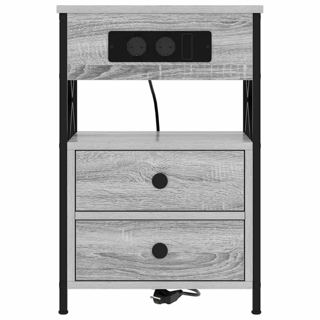Comodino | Armadio da Notte | Mobiletto da notte con cassetto Grigio Sonoma 40 x 31 x 60 cm