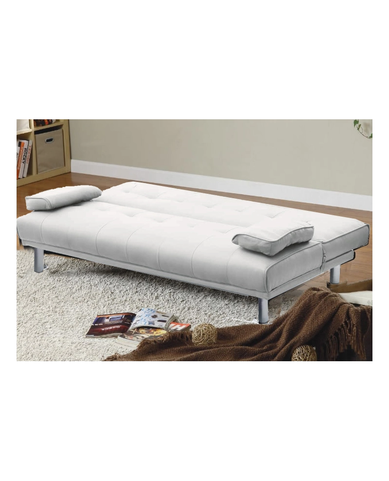 Divano letto reclinabile 3 posti ecopelle bianco doppio cuscino Sicorage Kidren