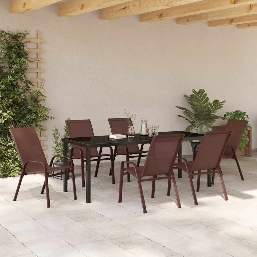 Set da Pranzo per Giardino 7 pcs Marrone e Nero 3379133