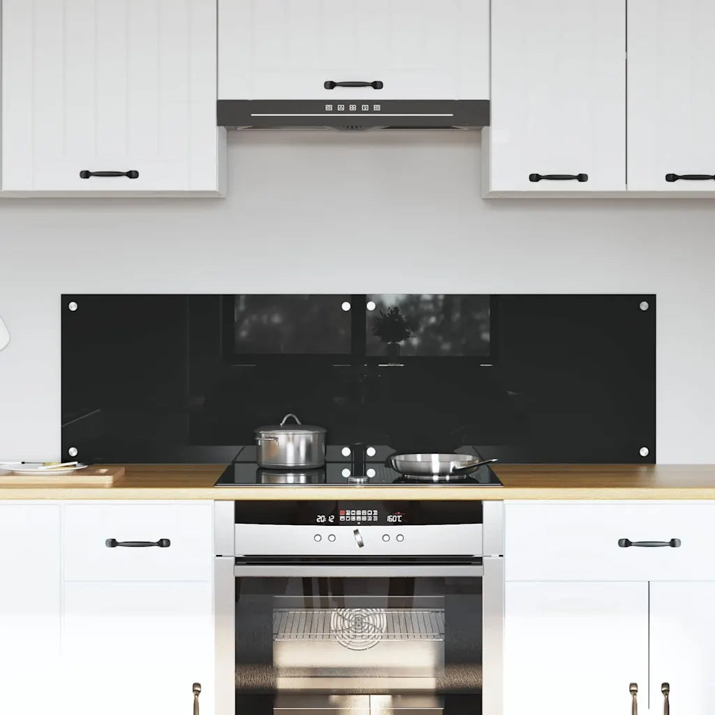 Rivestimento da Cucina 2 pz-Set di 2 Paraschizzi per Cucina Nero 70 x 40 cm vetro temperato
