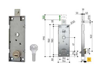 SERRATURA PER SERRANDA BASCULANTE W551- - (W551.0822.0000) - 1 pezzi PREFER