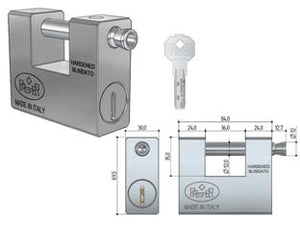 LUCCHETTO RETTANGOLARE BLINDATO UL20- - mm.84 (UL20.00E3.0000) - 1 pezzi PREFER