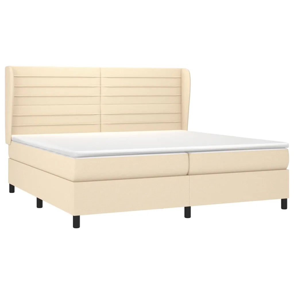 Giroletto a Molle con Materasso Crema 200x200 cm in Tessuto