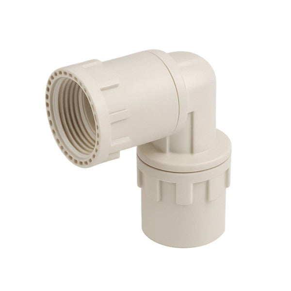 RACCORDO CURVO A 90 A PASSAGGIO TOTALE CONNESSIONE MEDIANTE BICCHIERATURA IN TECNOPOLIMERO MASCHIO/FEMMINA Ø20- Ø20X2 SERIE PEXAL EASY