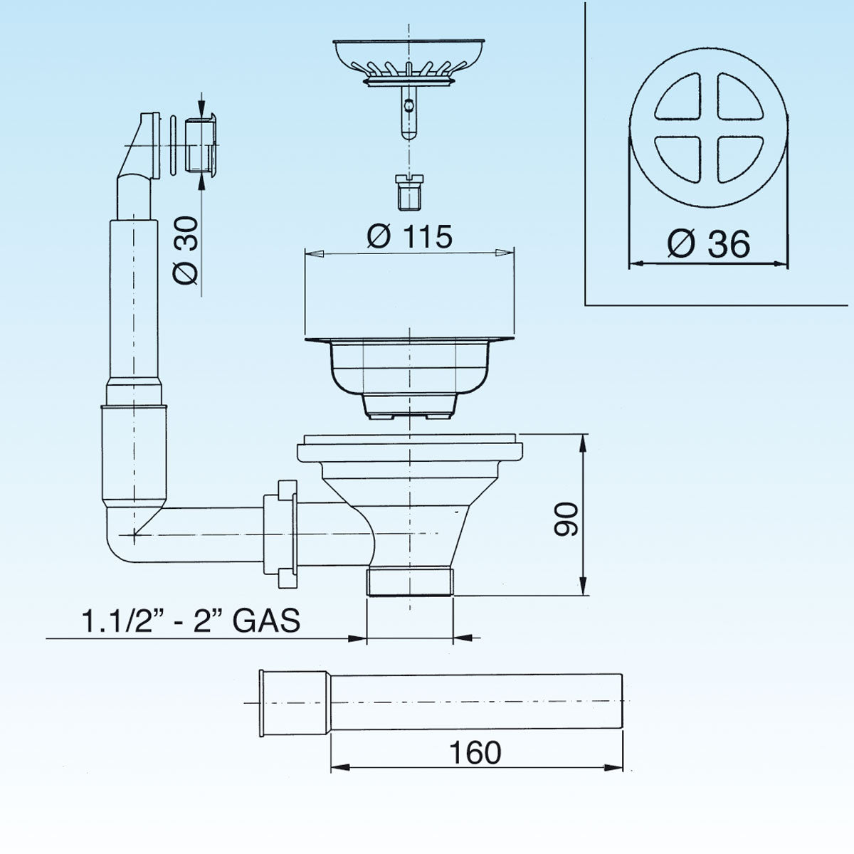 PILETTA BASKET PER LAVELLI CTP TONDO DM.90 - 11/2 - 1 pezzi - LIRA