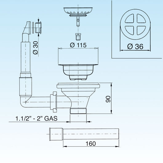 PILETTA BASKET PER LAVELLI CTP TONDO DM.90 - 11/2 - 1 pezzi - LIRA