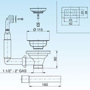 PILETTA BASKET PER LAVELLI CTP RETTANGOLARE DM.90 - 11/2 - 1 pezzi - LIRA