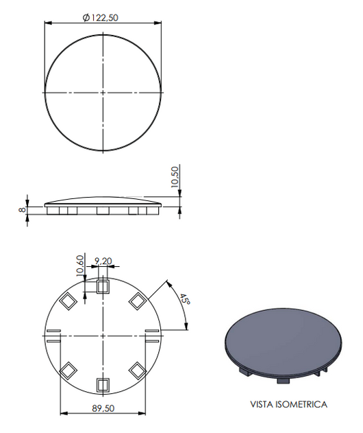 Piattello di ricambio per piletta doccia diametro 120 mm Damast