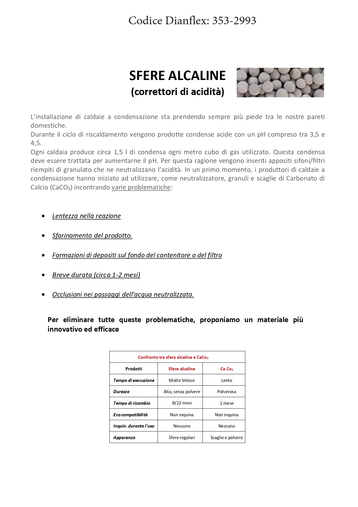 Ricarica monodose da 100 g con sfere alcaline per neutralizzatore di condensa acida per caldaie DH