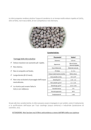 Ricarica monodose da 100 g con sfere alcaline per neutralizzatore di condensa acida per caldaie DH