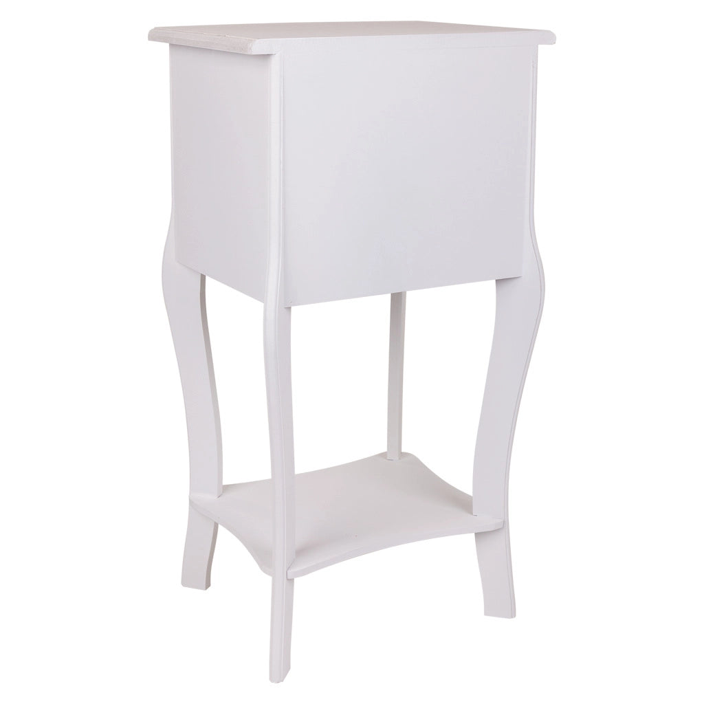 Comodino in legno con 2 cassetti bianchi 38x31,5x71.