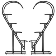 Set di 2 Scaffali per piante in metallo a 5 livelli, Porta piante a forma di cuore con gancio per soggiorno Nero-Scaffali per piante