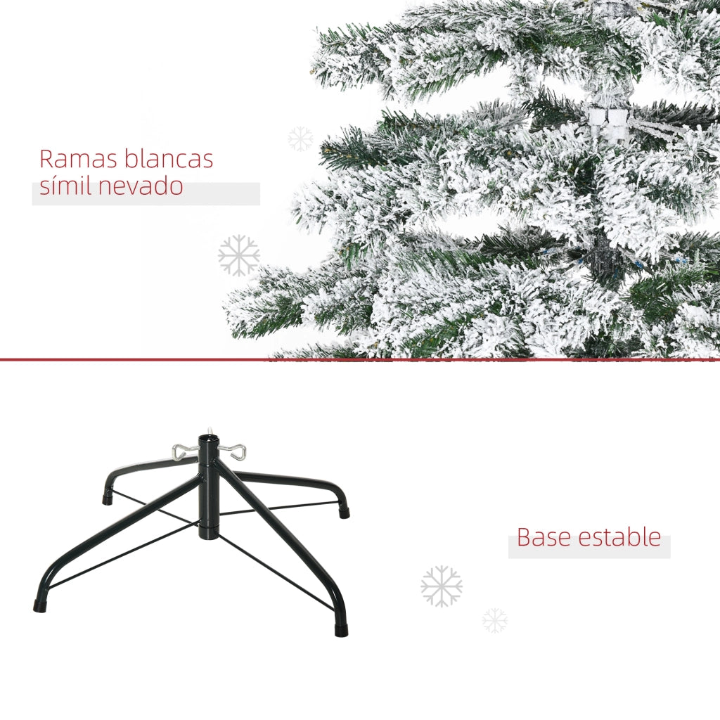 Albero di Natale Artificiale 225 cm ¨C Zephmum ¨C Verde e Bianco con Supporto in Metallo
