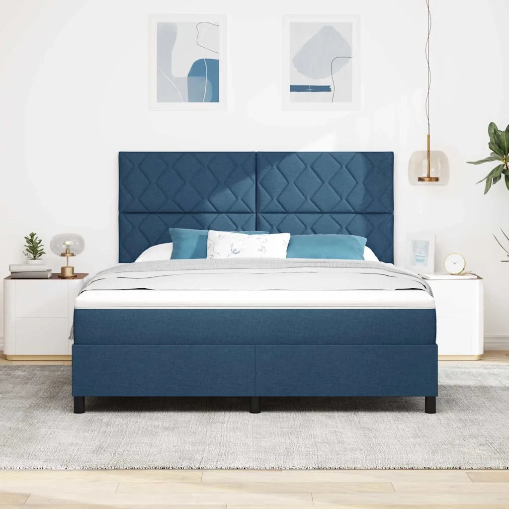 Letto a molle con testiera Blu 180 x 200 cm Tessuto 3339489