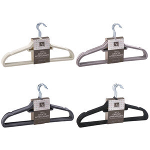 GRUCCIA APPENDIIABITI IN PLASTICA VELLUTATA  8 PZ- 1,0 pz