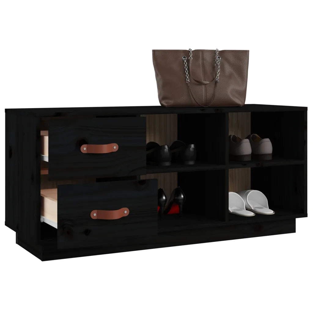 Scarpiera-Scaffale per scarpe Nera 100x34x45 cm in Legno Massello di Pino