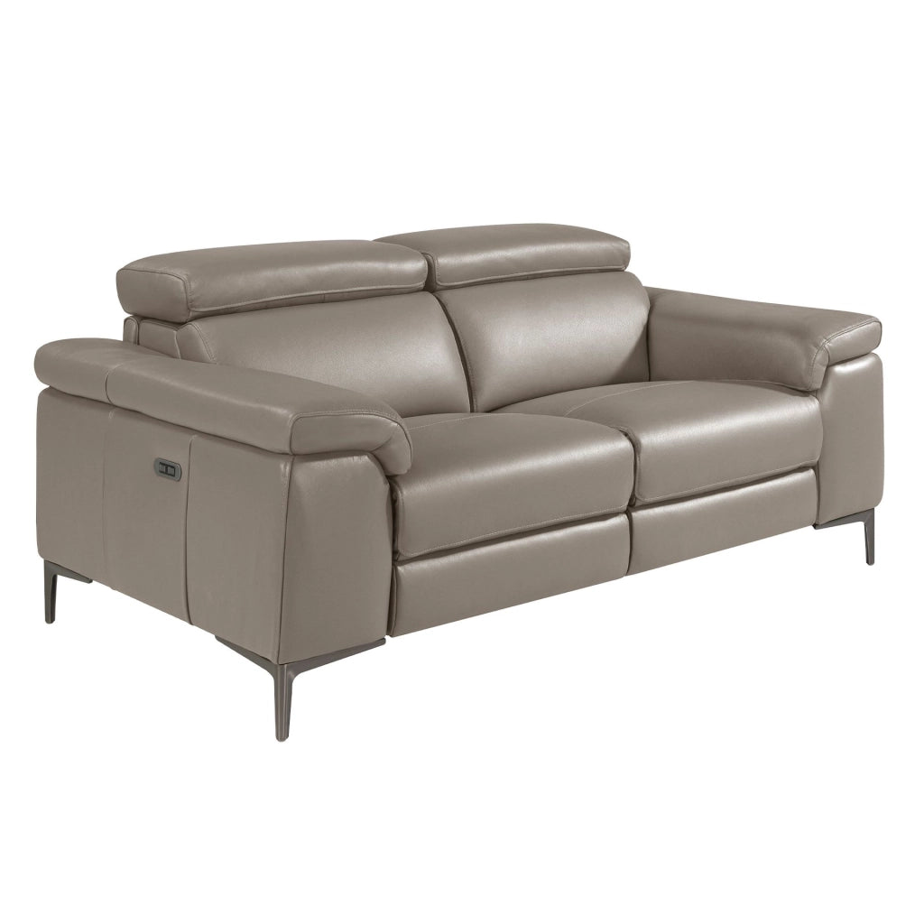 Divano relax a 2 posti in pelle grigio scuro