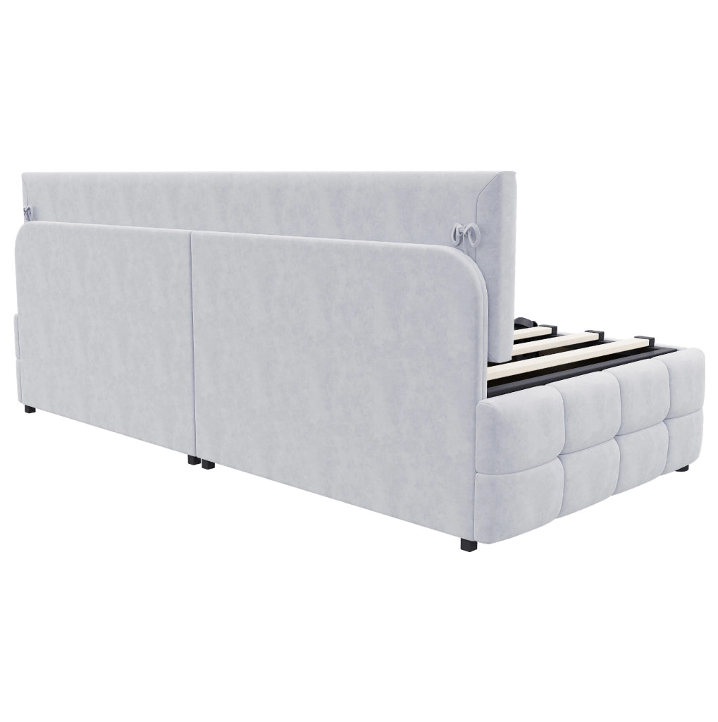 Letto singolo imbottito 90x200 cm grigio chiaro con vano idraulico
