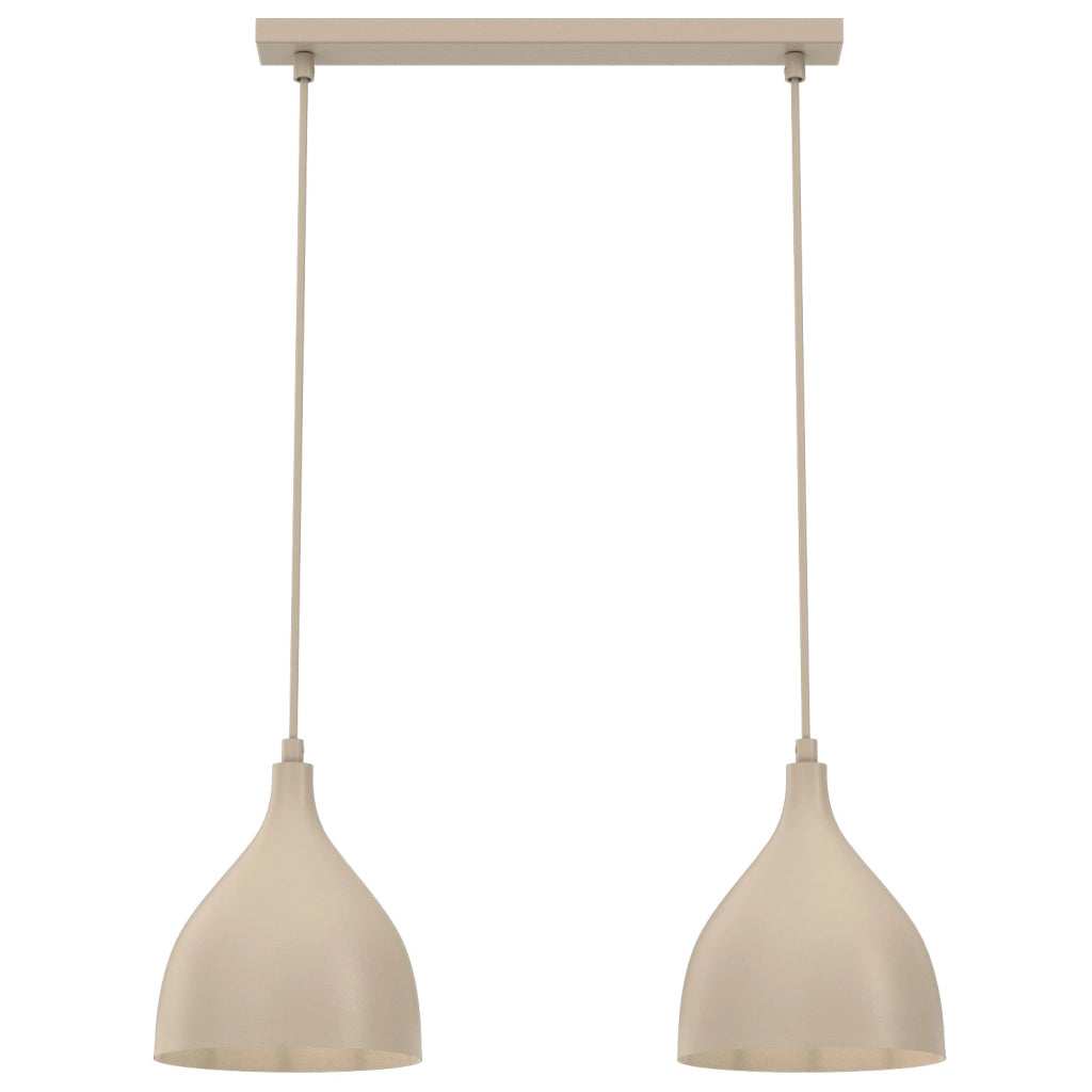 Lampada sospesa calice Noak Classic 2xE27 beige acciaio