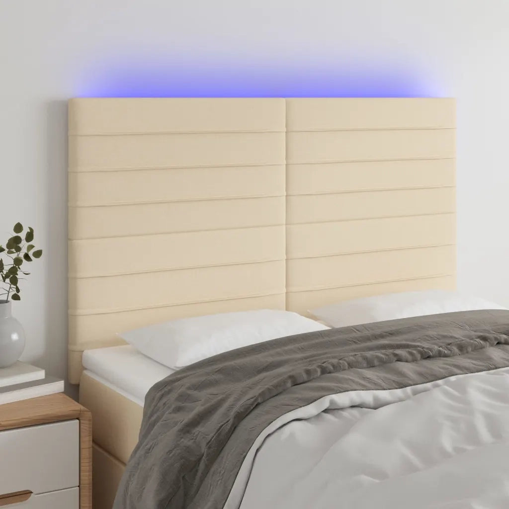 Testiera | Testata a LED Crema 144x5x118/128 cm in Tessuto