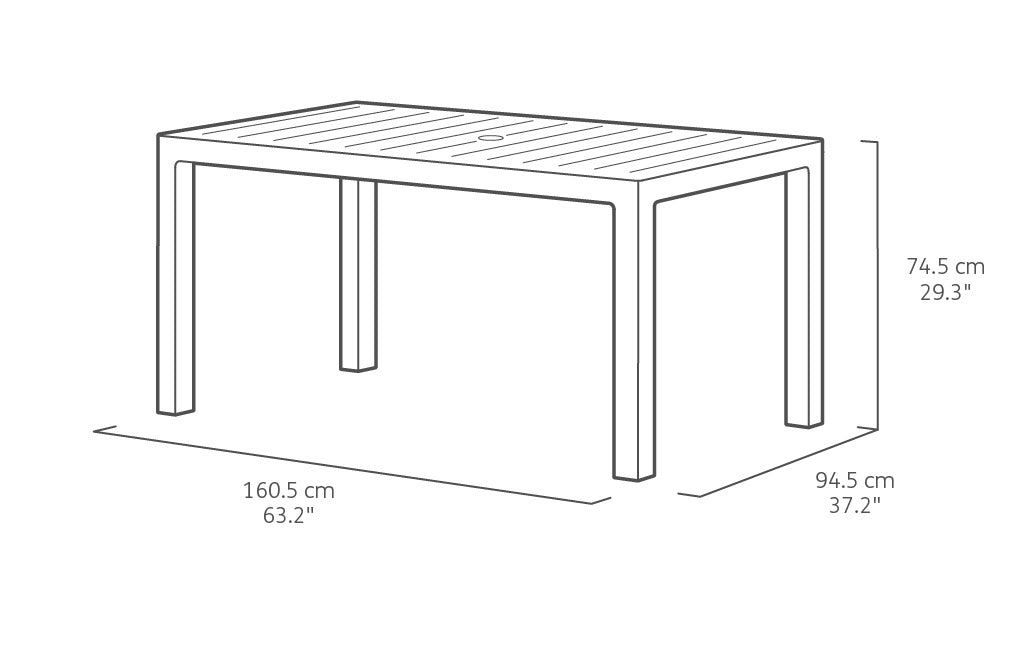 Tavolo da Giardino 160,5x94,5x74,5 cm in Resina Keter Melody Bianco