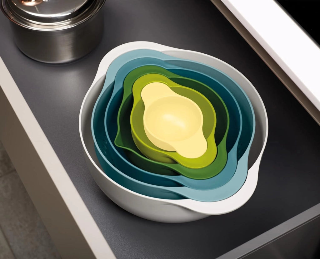 Joseph Joseph Duo Ciotole di Miscelazione per Cucina, Set di 6 pezzi impilabile, Insalatiera, Preparazione Dolci, Multicolore
