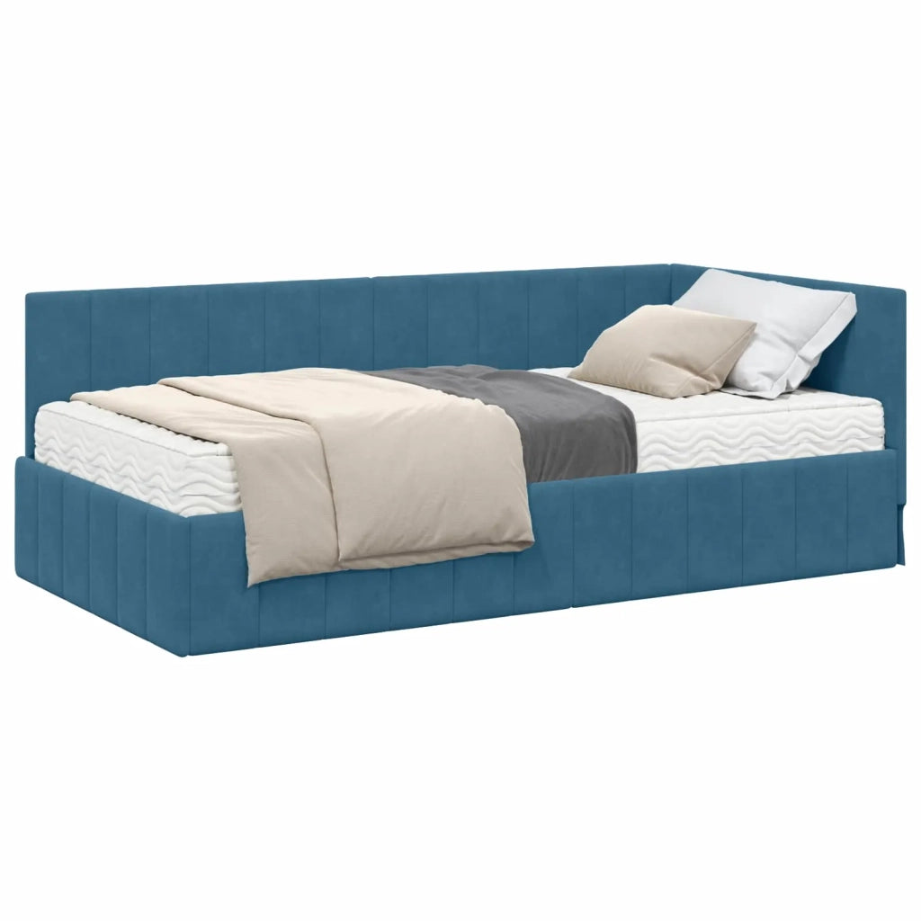 Struttura Letto Angolare con Materasso 2 pcs Blu Velluto 3393867